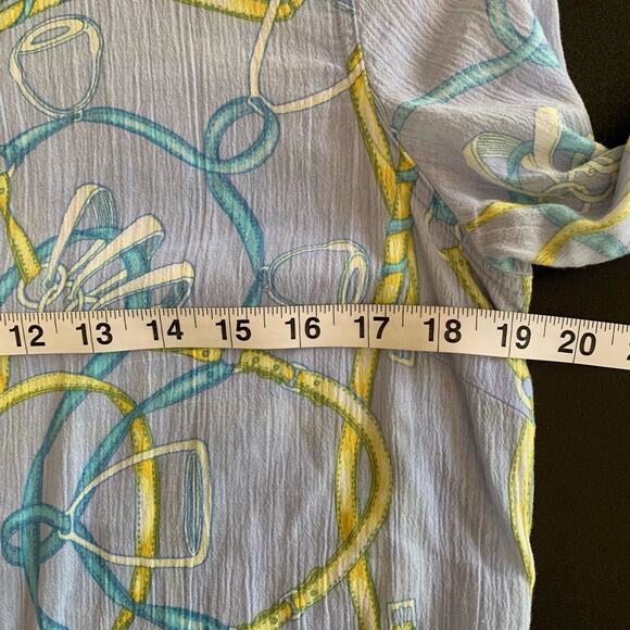 J McLaughlin Top Womens 4 Lavender Brushed Cotton Novelty Print Button Up Shirt - Picture 6 of 10